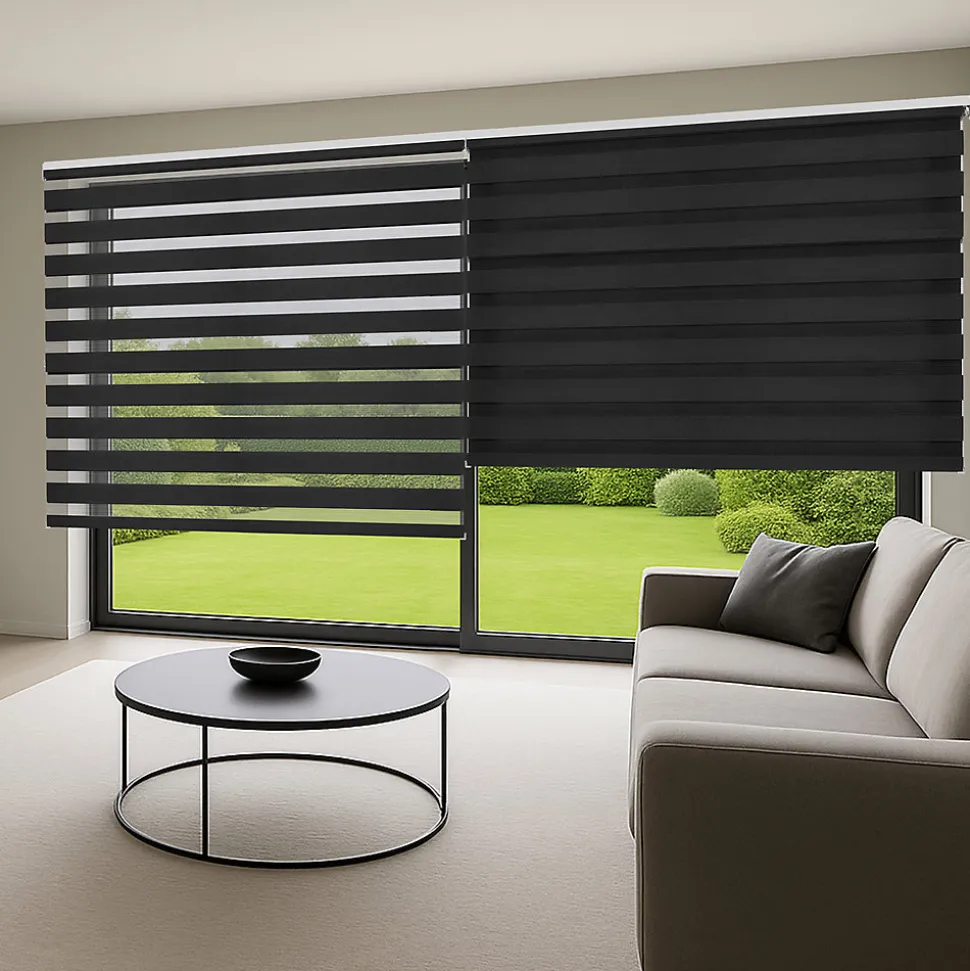 Store Enrouleur Jour Nuit Drop double tissage Argent 180X250
