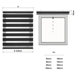 Store Enrouleur Jour Nuit Drop double tissage Argent 180X250