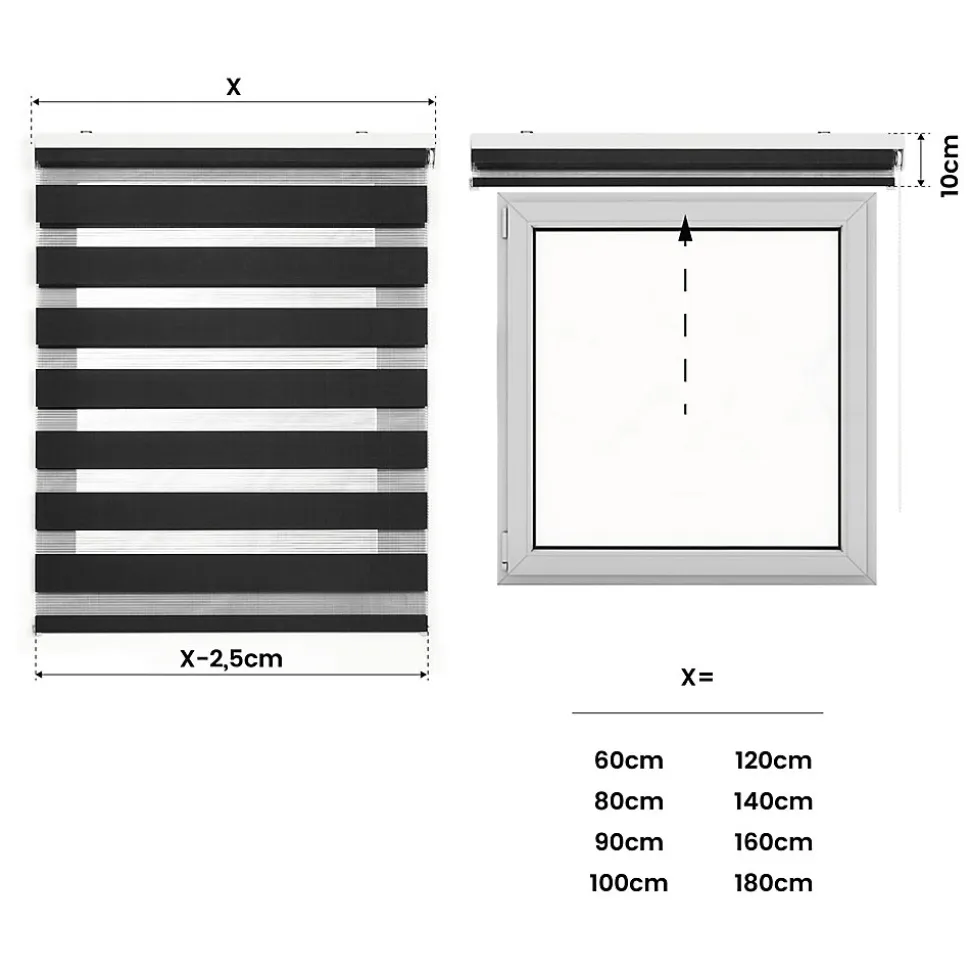 Store Enrouleur Jour Nuit Drop double tissage Argent 180X250