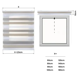 Store Enrouleur Jour Nuit Drop double tissage Tricolore 160X250
