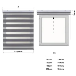 Store Enrouleur Jour Nuit Drop double tissage Gris 180X250