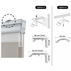 Store Enrouleur Motorisé Jour Nuit avec Batterie, Double Tissu, Finitions Aluminium Beige 200 x 250cm