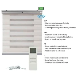 Store Enrouleur Motorisé Jour Nuit avec Batterie, Double Tissu, Finitions Aluminium Beige 140 x 250cm