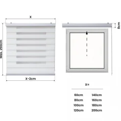 Store Enrouleur Motorisé Jour Nuit avec Batterie, Double Tissu, Finitions Aluminium Blanc 120 x 250cm