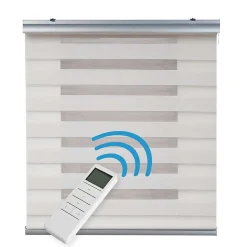 Store Enrouleur Motorisé Jour Nuit avec Batterie, Double Tissu, Finitions Aluminium Beige 120 x 250cm
