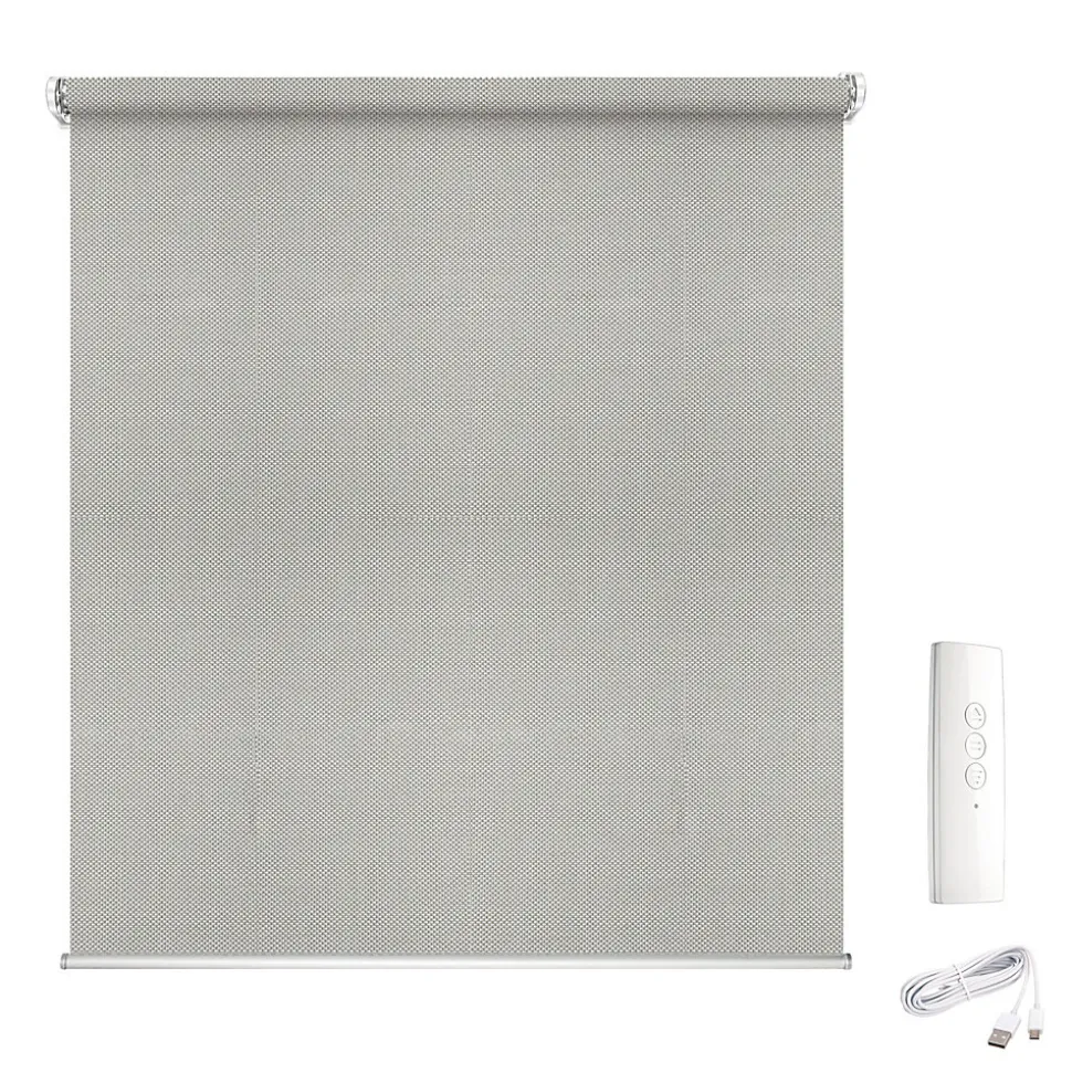 Store enrouleur motorisé thermique gris l.150 x H.250cm Madeco