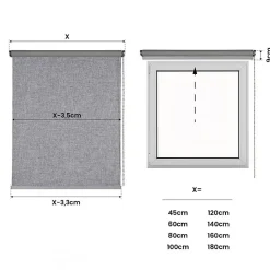 Store enrouleur motorisé tamisant transparent avec moteur, batterie et commande pour fenêtres/portesGris 100x250 cm
