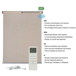 Store enrouleur motorisé tamisant transparent avec moteur, batterie et commande pour fenêtres/portesBeige 180x250 cm