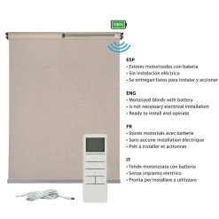 Store enrouleur motorisé tamisant transparent avec moteur, batterie et commande pour fenêtres/portesBeige 100x250 cm