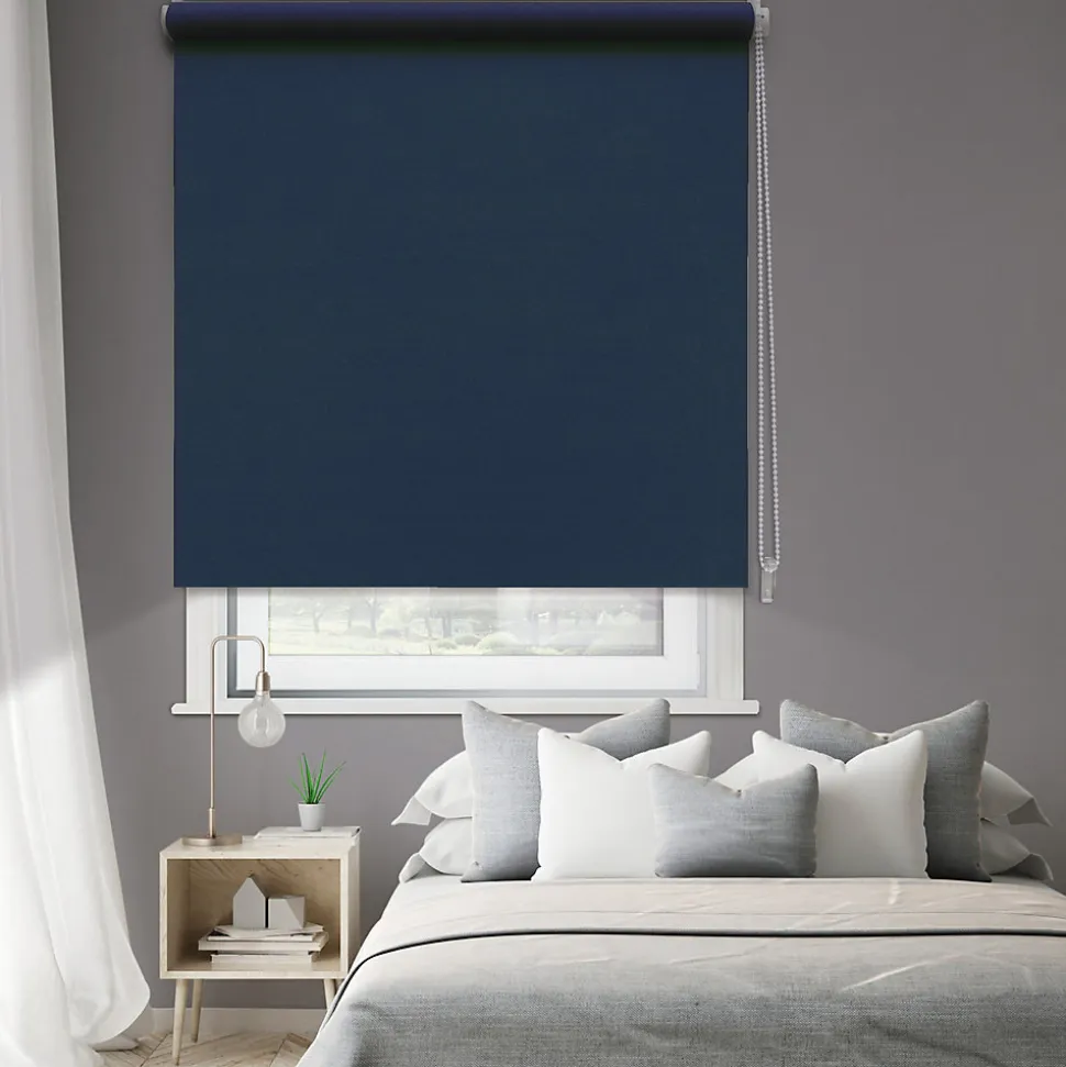 Store enrouleur occultant bleu marine l.120 x H.190cm Madeco