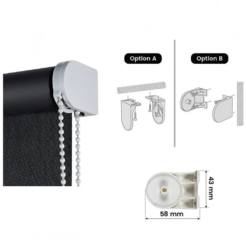 Store Enrouleur Occultant Noir 120 x 250 cm