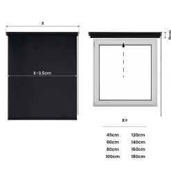 Store Enrouleur Occultant Noir 180 x 180 cm