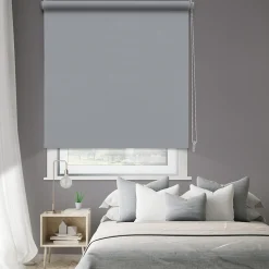 Store enrouleur occultant gris clair l.150 x H.190cm Madeco