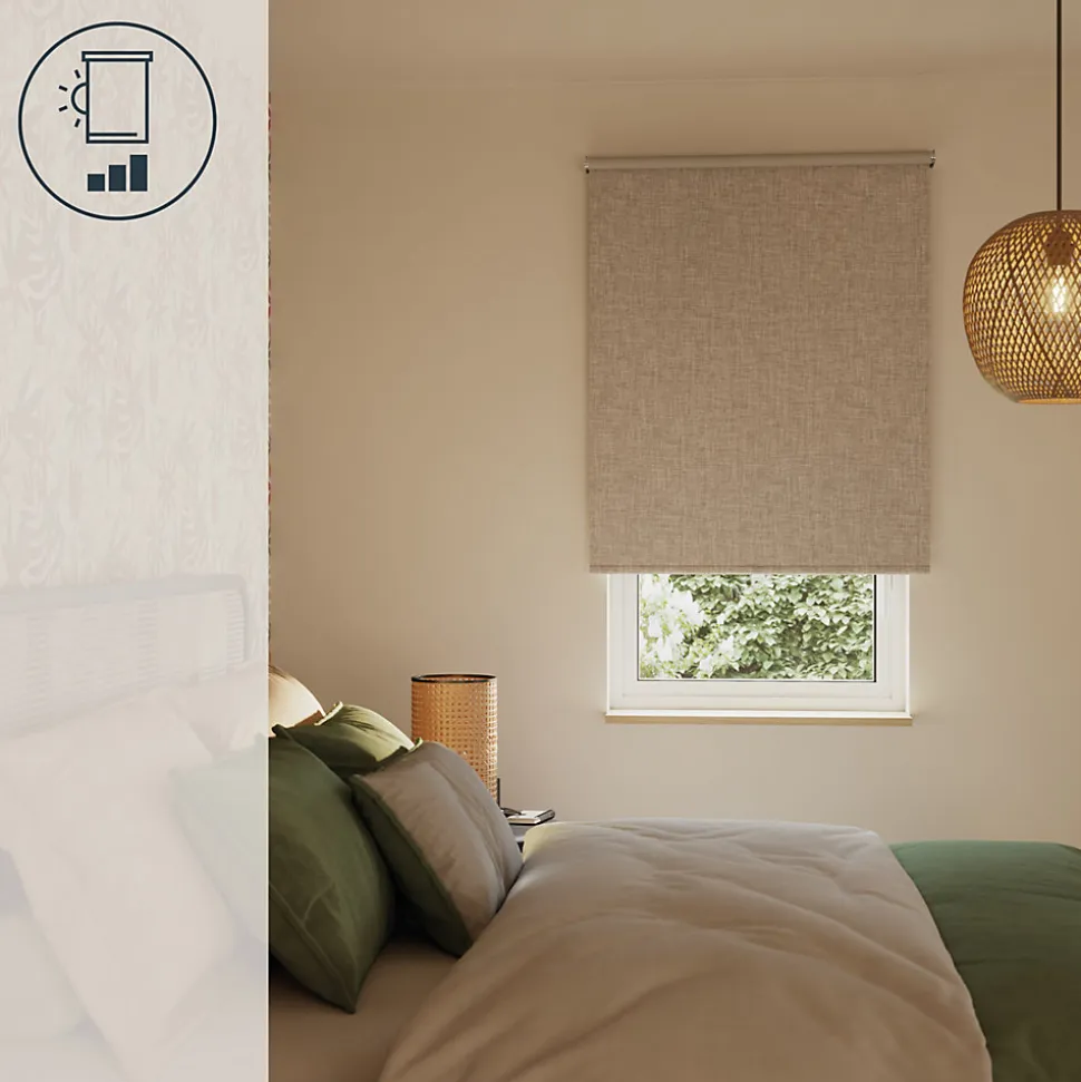 Store enrouleur occultant sans perçage Novan taupe l.120 x H.180cm Goodhome
