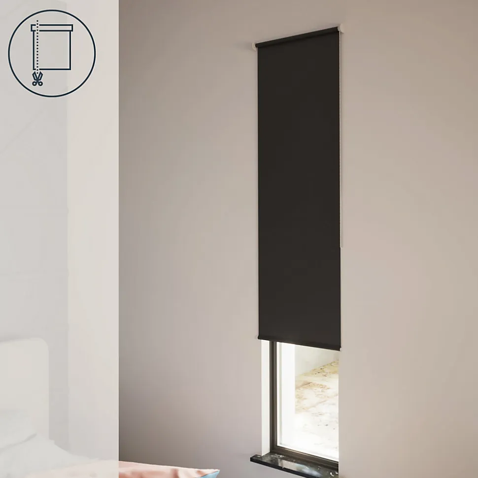 Store enrouleur occultant sans perçage Boreas 2 noir l.45 x H.140cm Goodhome