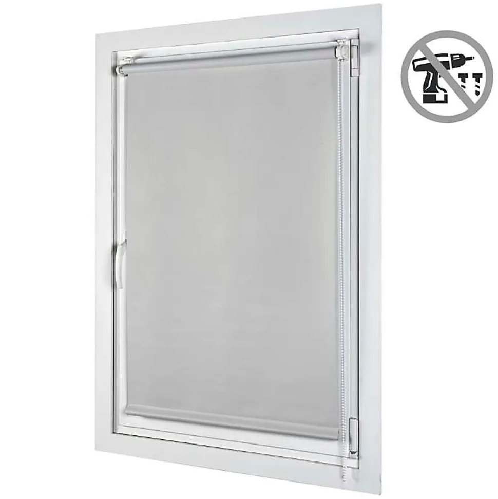 Store Enrouleur Occultant, Installation Facile, Stores sans Perçage Gris 45x180 cm