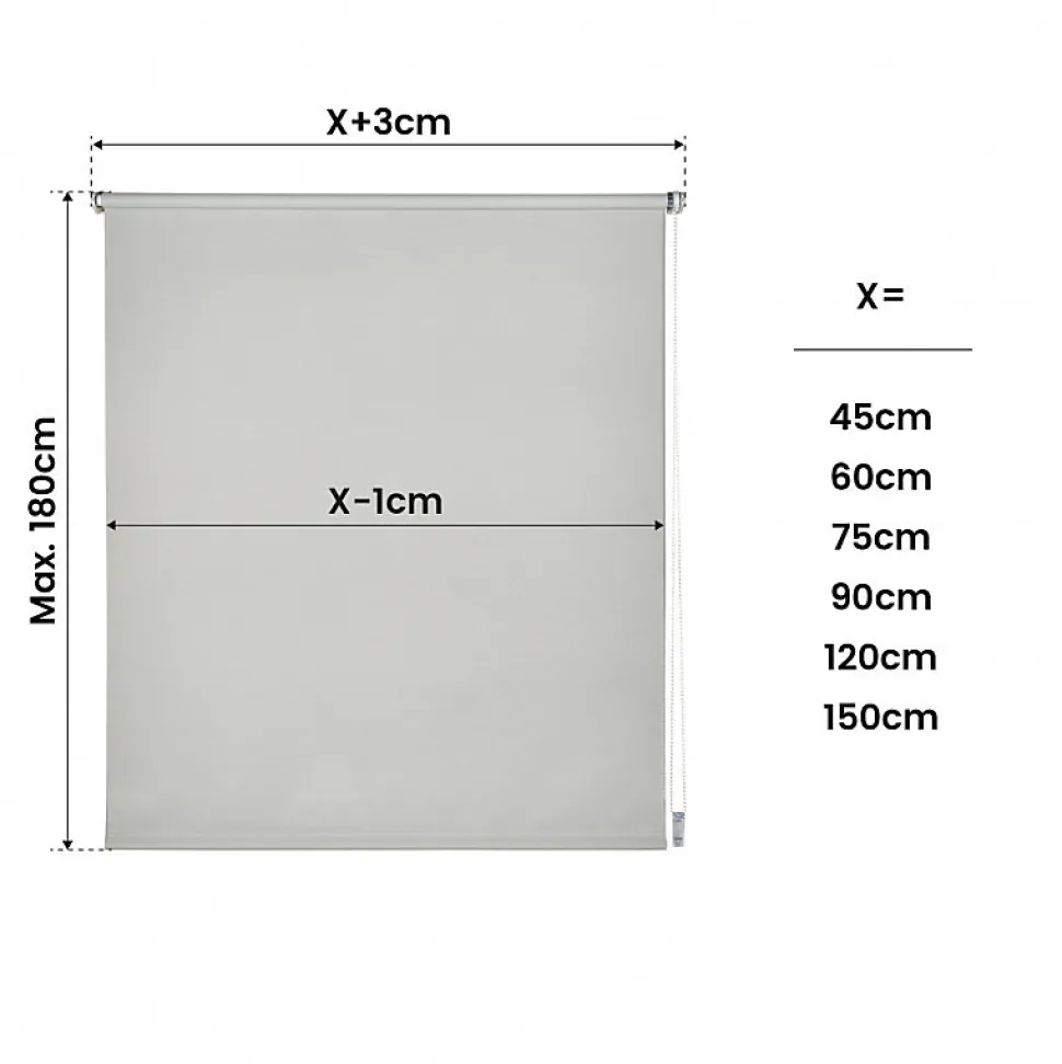 Store Enrouleur Occultant, Installation Facile, Stores sans Perçage Gris 45x180 cm