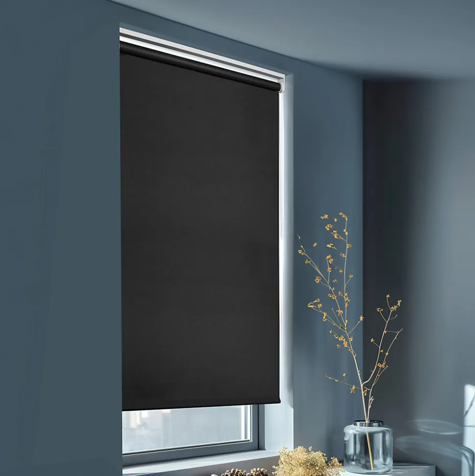 Store enrouleur occultant sans perçage Boreas 2 noir l.55 x H.180cm Goodhome