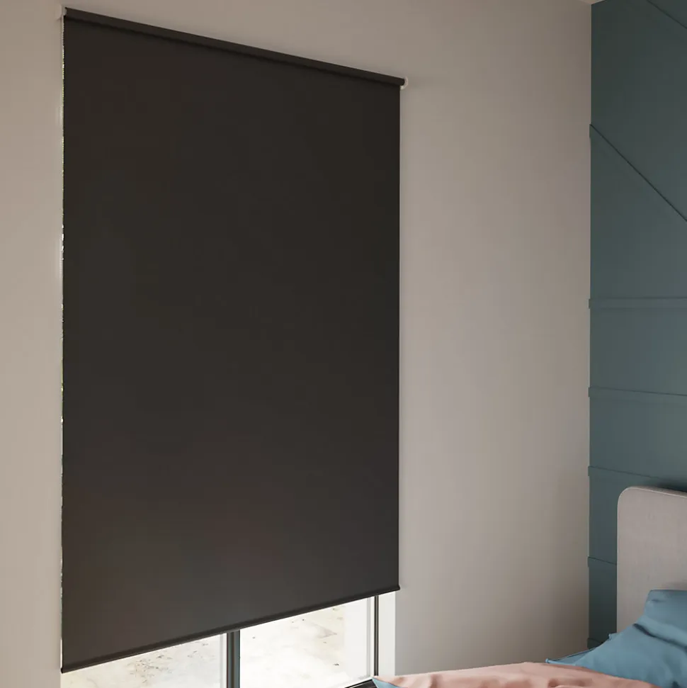 Store enrouleur occultant sans perçage Boreas 2 noir l.120 x H.180cm Goodhome