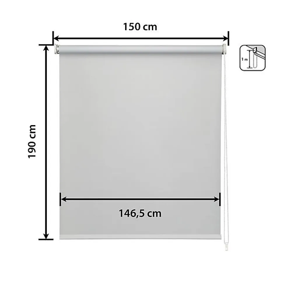 Store Enrouleur Occultant Blackout - Easydeco - Gris - 150 x 190 cm