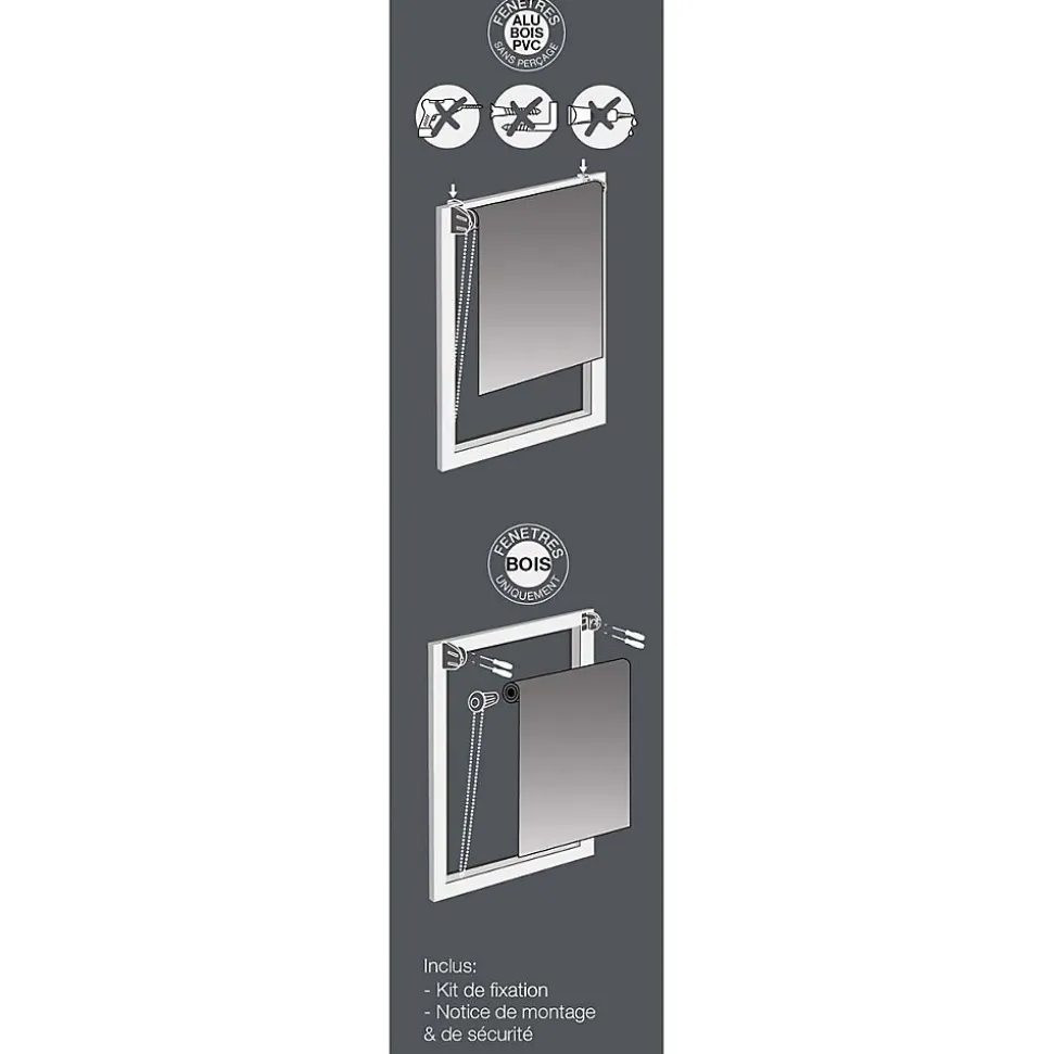 Store Enrouleur Occultant Uni et Coloré (60x180 cm - Taupe)