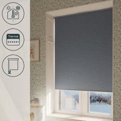 Store enrouleur occultant sans perçage Iwerne bleu marine l.120 x H.180cm Goodhome