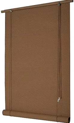 Store enrouleur occultant bois tissé intérieur et extérieur marron moka H.200 x l.100/110 cm Ballauff