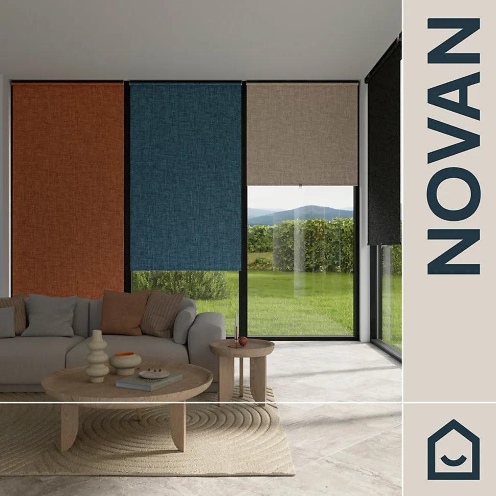 Store enrouleur occultant sans perçage Novan taupe l.180 x H.240cm Goodhome