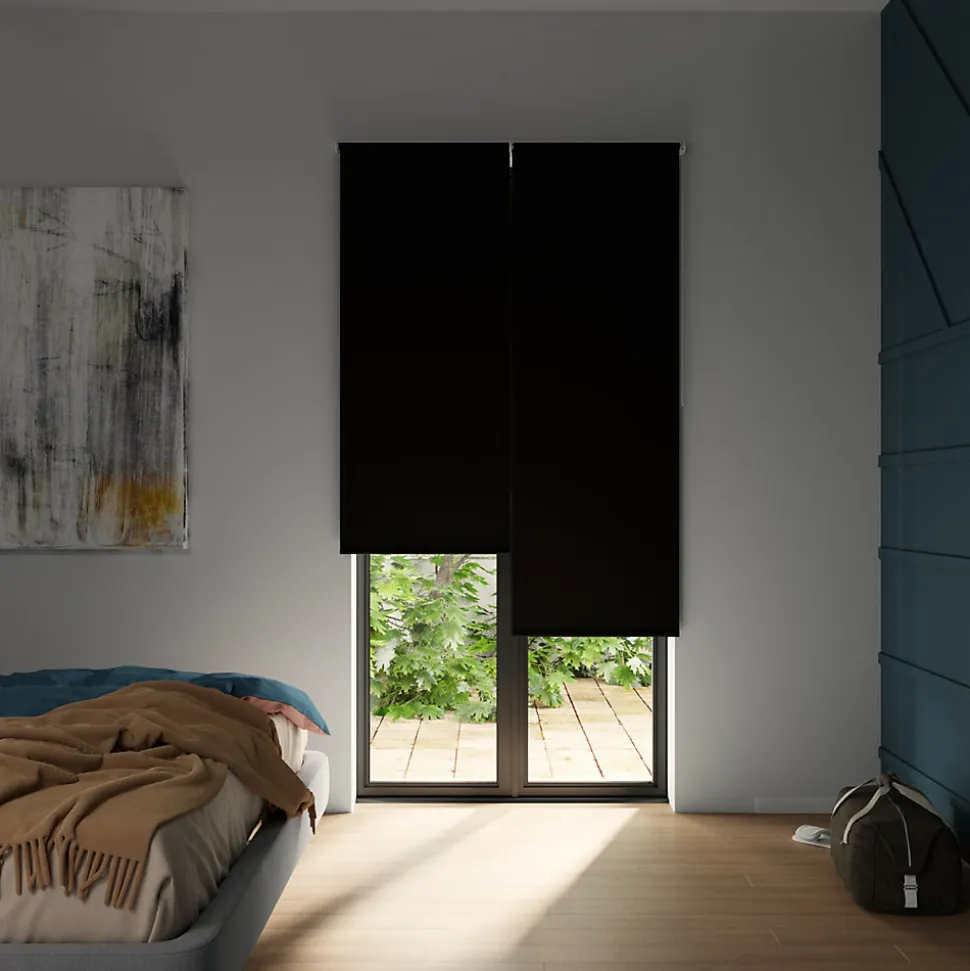 Store enrouleur occultant sans perçage Boreas 2 noir l.60 x H.240cm Goodhome