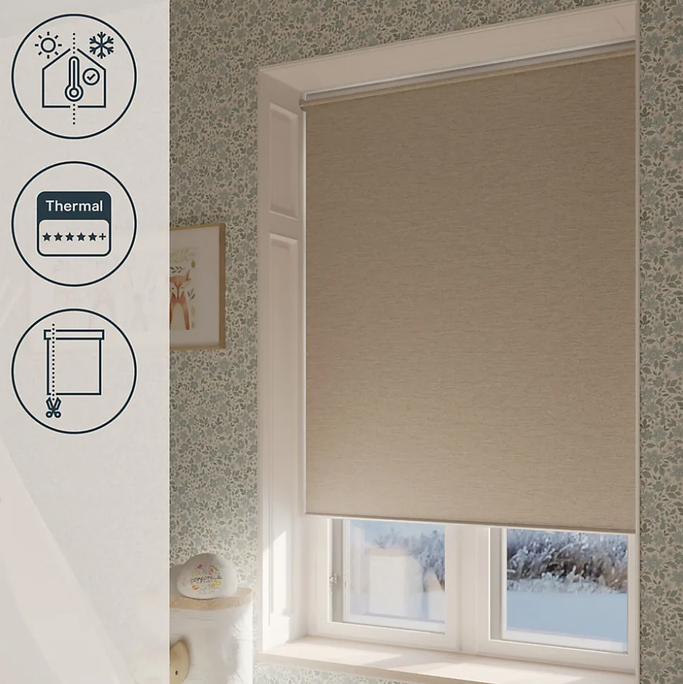 Store enrouleur occultant sans perçage Iwerne beige l.160 x H.180cm Goodhome