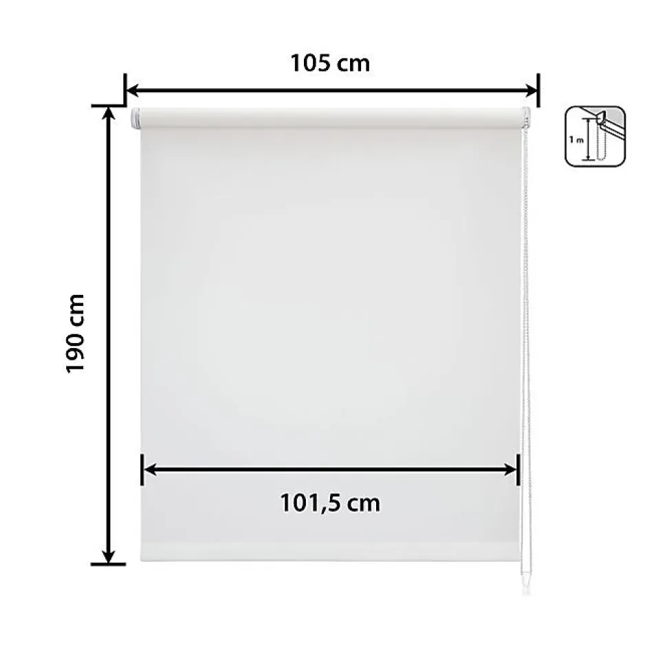 Store Enrouleur Occultant Blackout - Easydeco - Blanc - 105 x 190 cm