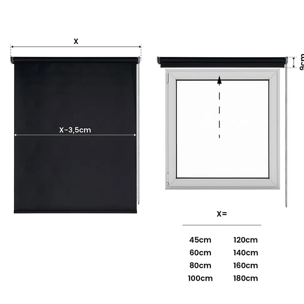 Store Enrouleur Occultant Noir 160 x 180 cm