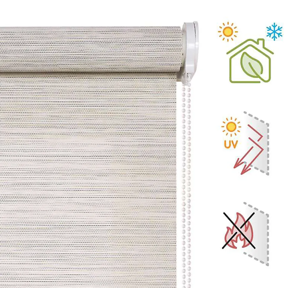 Store enrouleur screen premium en tissu technique, alu, tube renforcé 38 mm, haute qualité Gris-Beige 100x250 cm