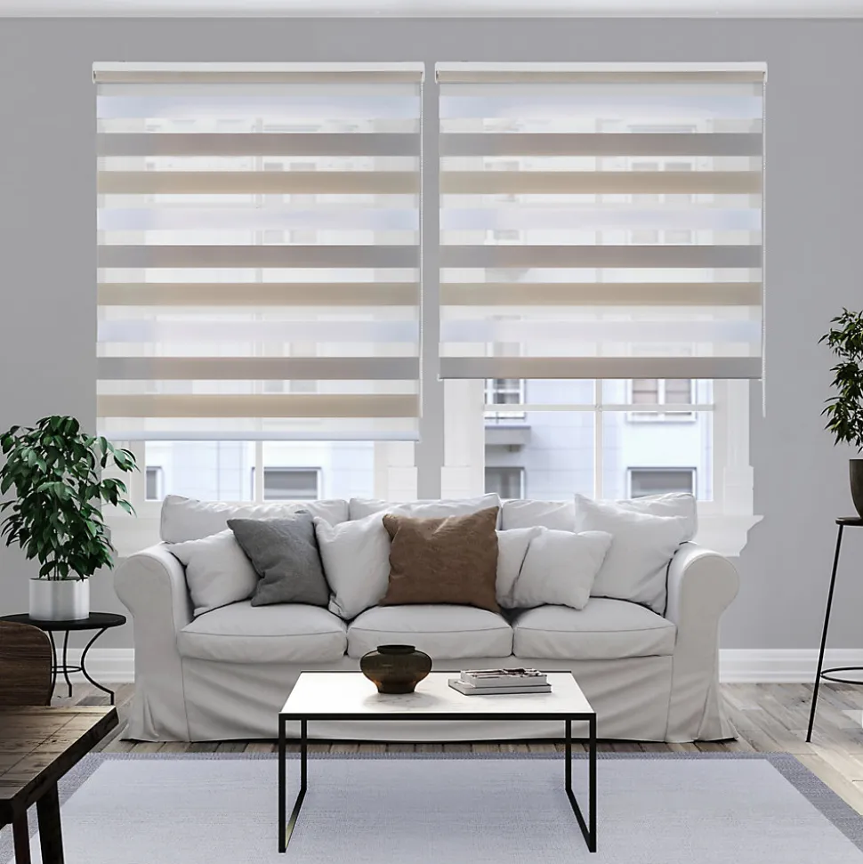 Store enrouleur screen premium en tissu technique, alu, tube renforcé 38 mm, haute qualité Gris-Beige 60x250 cm