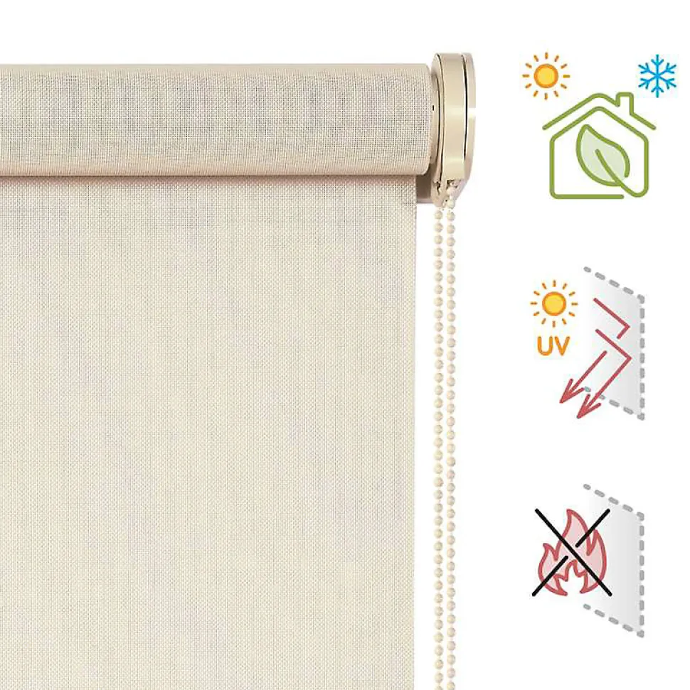 Store enrouleur screen premium en tissu technique, alu, tube renforcé 38 mm, haute qualité Beige 140x180 cm