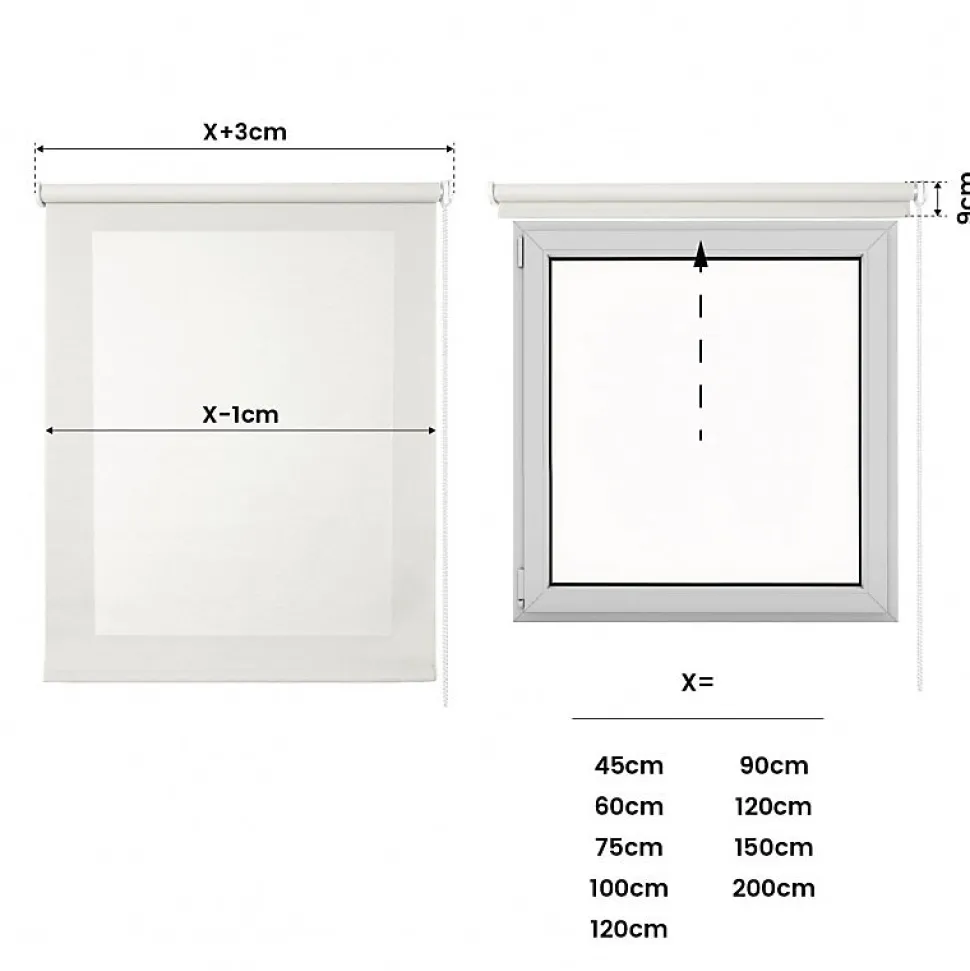 Store Enrouleur Screen Tamisant et Isolant Thermique Blanc 180 x 250 cm