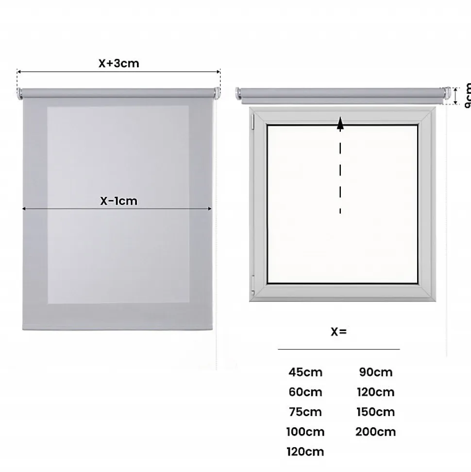 Store Enrouleur Screen Tamisant et Isolant Thermique Gris 80 x 180 cm