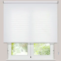 Store Enrouleur Tamisant Pasodoble Blanc et Marron 90 X 250cm , Viewtex