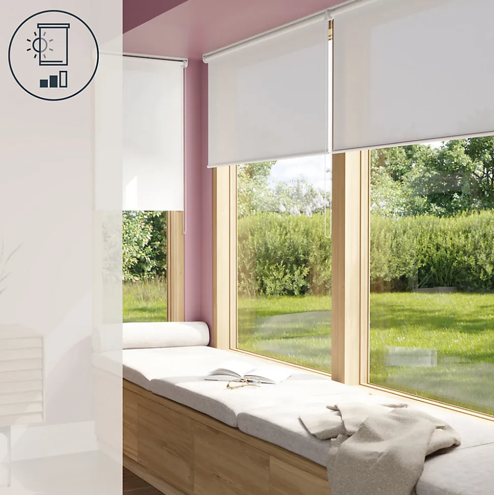 Store enrouleur tamisant sans perçage Halo 2 blanc cassé l.60 x H.180cm Goodhome