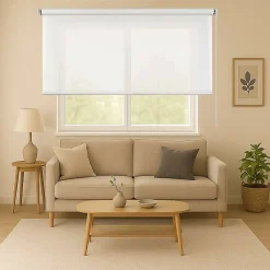 Store Enrouleur Tamisant Lisse pour Fenêtres et Portes Blanc 45x180 cm