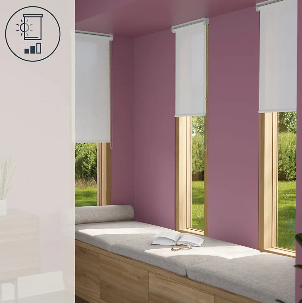 Store enrouleur tamisant sans perçage Halo 2 blanc cassé l.40 x H.140cm Goodhome