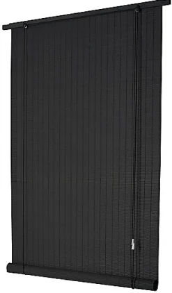Store enrouleur tamisant bois tissé int/ext gris anthracite H.180 x 80cm Ballauf