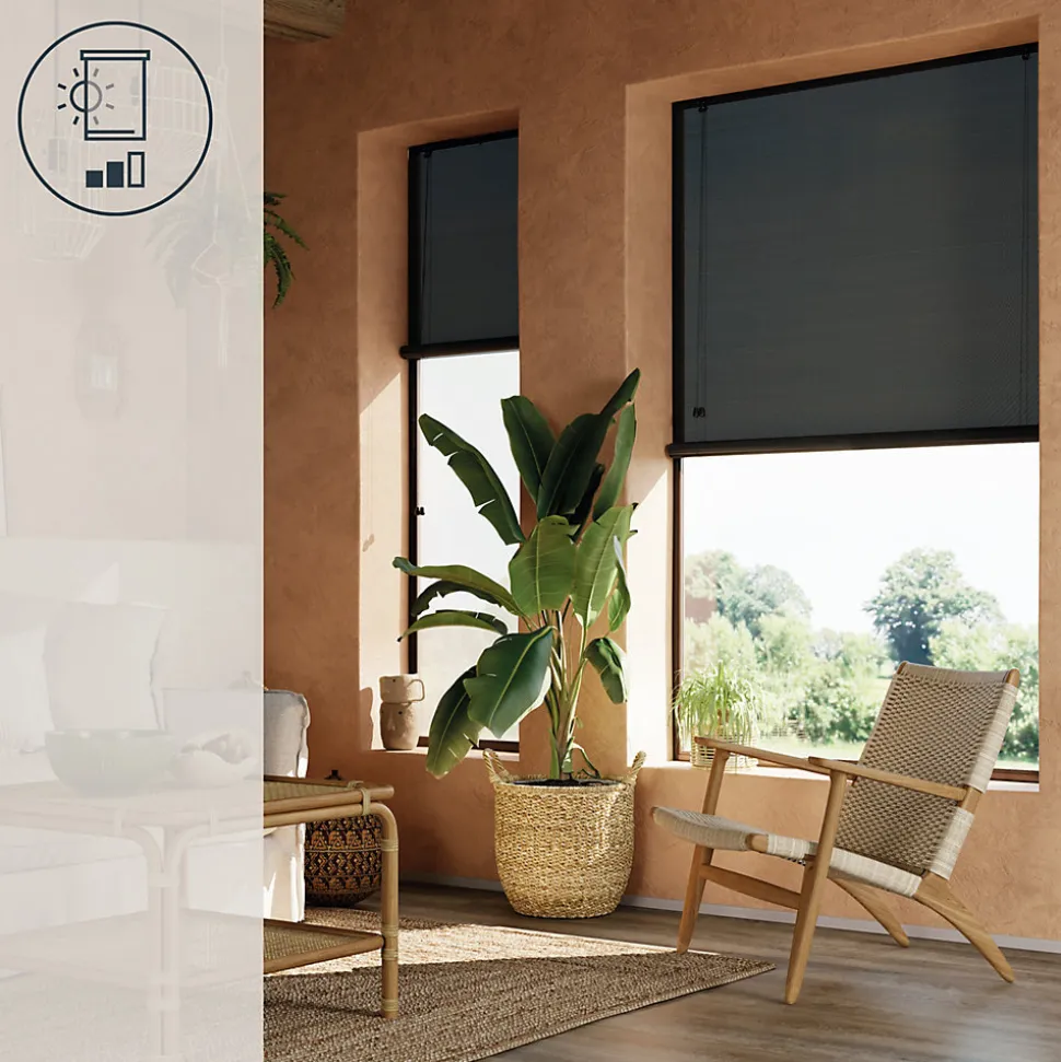 Store enrouleur tamisant sans perçage Akapa noir l.180 x H.180cm Goodhome