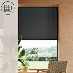 Store enrouleur tamisant sans perçage Akapa noir l.180 x H.180cm Goodhome