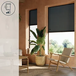 Store enrouleur tamisant sans perçage Akapa noir l.90 x H.180cm Goodhome