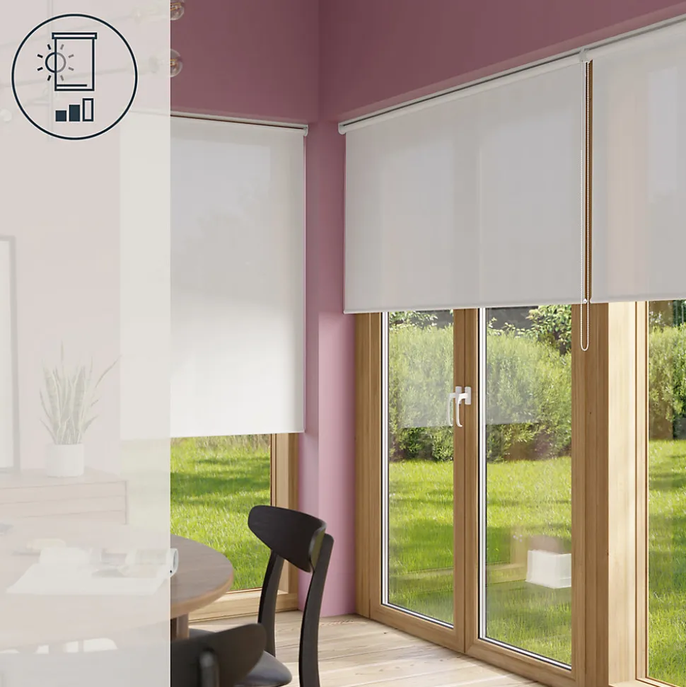 Store enrouleur tamisant sans perçage Halo 2 blanc cassé l.75 x H.240cm Goodhome
