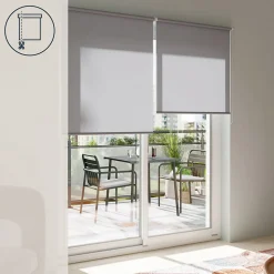 Store enrouleur tamisant sans perçage Halo 2 gris béton l.75 x H.240cm Goodhome
