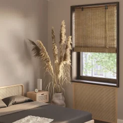 Store enrouleur tamisant Roll'up en toile de jute sans percage H.150 x l.40cm Madeco
