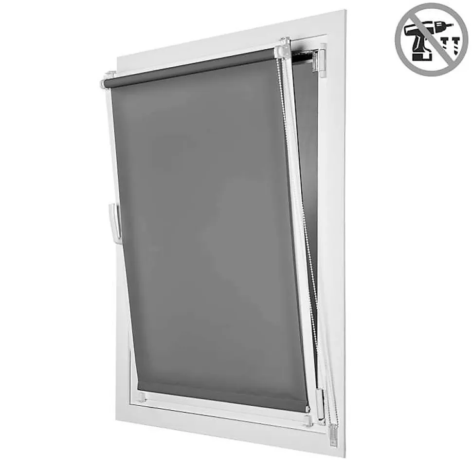 Store Enrouleur Tamisant sans perçage EasyFix Gris 75 x 180 cm