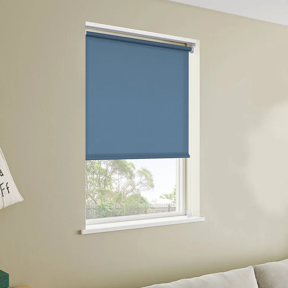 Store enrouleur tamisant sans perçage Halo 2 bleu l.90 x H.180cm Goodhome